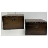 Set of Two Small Faux Leather Storage Trunks