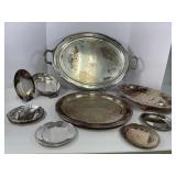 Nine Silver Plate Trays