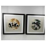 Pair of Decorative Chinese Silk Art Pandas