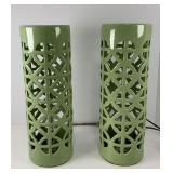 Pair of Ceramic Filigree Floor Lamps