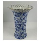 Blue and White Floral Vase by Baum Bros