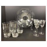 Etched Glasses and Serving Bowl