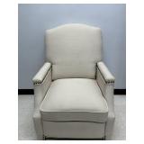 Beige Linen Recliner with Nail Head Trim