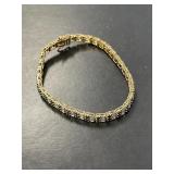 Sterling Sapphire and Diamond Chip Bracelet