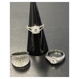 Three Sterling Fashion Rings