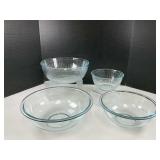 Four Pieces of Pyrex Glass Mixing Bowls