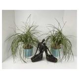 Faux Plants and Resin Sculpture