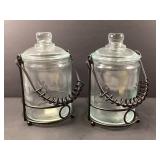 Glass Canisters with Wire Carriers