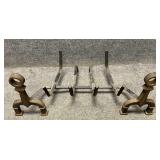 Cast-Iron Fireplace Grate and Andirons