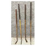 Four Antique Wood Shaft Golf Clubs