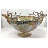 Silvered Bowl with Deer Head Handles