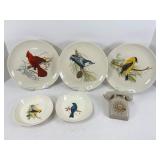 Bird Plates Bowls and Music Box