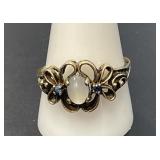 10 KT Moonstone and Sapphire Ring