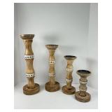 Four Wood Candle Pillars