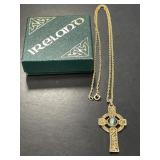 Gold Tone Celtic Cross with Cat Eye Stone