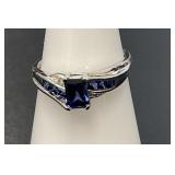 10 KT WG Tanzanite and Diamond Ring