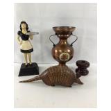Doorstop, Copper Petit Point  Vase, Armadillo