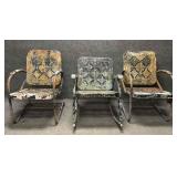 Three Antique Spring Form Outdoor Chairs