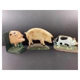 Three Cast Iron Pig Doorstops