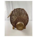 Hand Woven Pig Shaped Basket Planter
