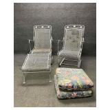 Two Spring Form Outdoor Chairs and Footstool