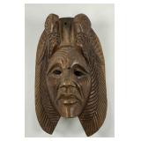 Vintage Hand Carved Mayan Ruler Wood Mask