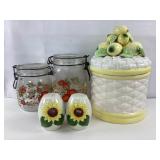 Corelle Corning Jars, Lemon Canister, Shakers