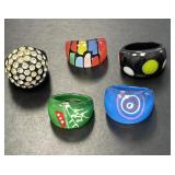 Five Ladies Lucite Fashion Rings
