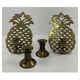 Collection of Four Vintage Brass Candle Holders