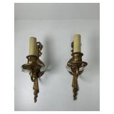 Two Vintage Gilt Brass Neoclassical Wall Sconces