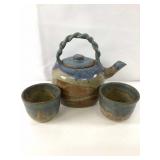 Glazed Twisted Handle Teapot Set