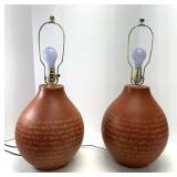 Pair of Unique Round Terracotta Jug Table Lamps