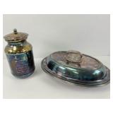 Silver Plate Tea Caddy and Divided Bowl