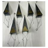 Collection of Six Galvanized Metal Cone Vases