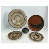 Five Pieces of Signed Pottery