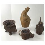 Collection of Four Vintage Wicker Figural Baskets