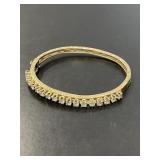 14 KT Aquamarine Hinged Bracelet