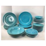 Teal Fiesta and Harlequin Dinnerware