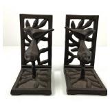 Pair of Rustic Bird Themed Cast Iron Bookends