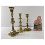 Brass Candles and Flamingo Thermometer