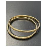 Two 14 KT Etched Bangle Bracelets