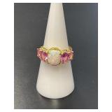 Australian Opal and Pink Sapphire 14 KT Vermeil
