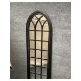 Large Black Wooden Arched Floor/Wall Mirror