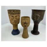 1970 Pottery Face Cups or Vases