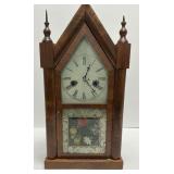 Vintage Mahogany Finish Mantle Clock with Key