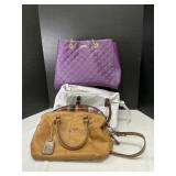 Two Leather and Faux Leather Handbags