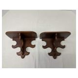 Pair of Vintage Mahogany Wood Wall Shelves