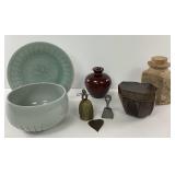 Celadon Plate, Pottery and Bells
