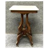 Victorian Parlor Table with White Marble Top