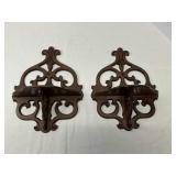 Two Vintage Mahogany Fretwork Wall Shelves